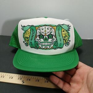 Rockstar Dia De Los Muertos Energy Drink Cap Snapback Hat (Green) - Nissun Brand